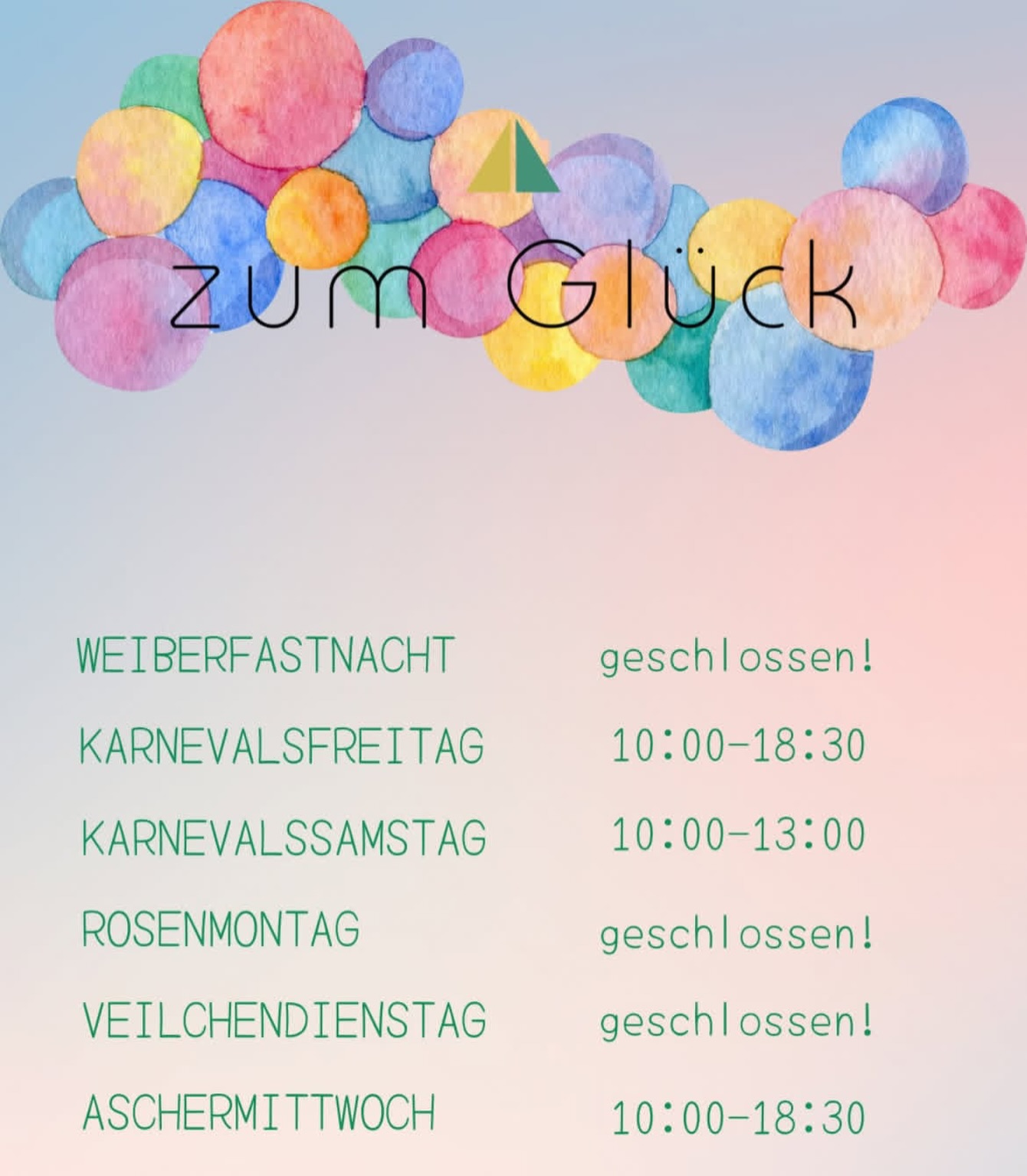 Die 5. Jahreszeit hat begonnen & wir passen unsere Öffnungszeiten dementsprechend an. 🪅🪩

Feierst du Karneval?