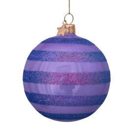 Anhänger Glaskugel Streifen lila