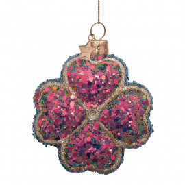 Anhänger Glasornament Kleeblatt multicolor