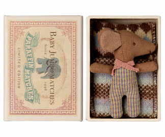 Sleepy wakey Baby Maus in der Streichholzschachtel blau