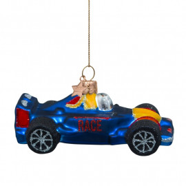 Anhänger Glasornament Rennauto blau