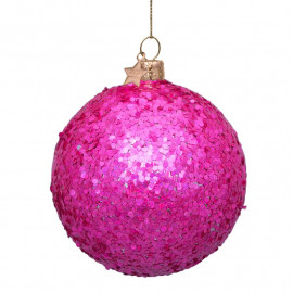 Anhänger Glaskugel Hologramm Glitter fuchsia