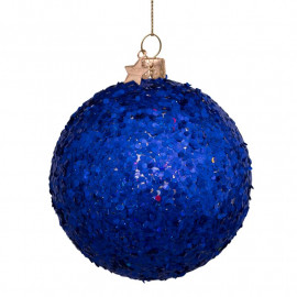 Anhänger Glaskugel Hologramm Glitter cobalt