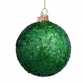Anhänger Glaskugel Hologramm Glitter grün 