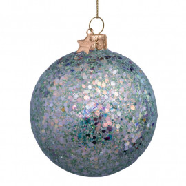 Anhänger Glaskugel Hologramm Glitter mint