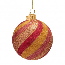 Anhänger Glaskugel Glitter Swirl gold pink