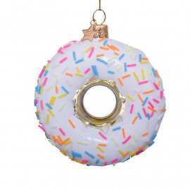 Anhänger Glasornament Donut weiß