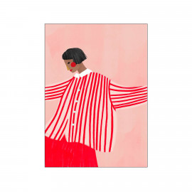 Poster A4 the woman with the red stripes, Bea Muller