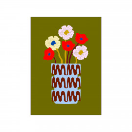 Poster A5 olive green flower, FAAD