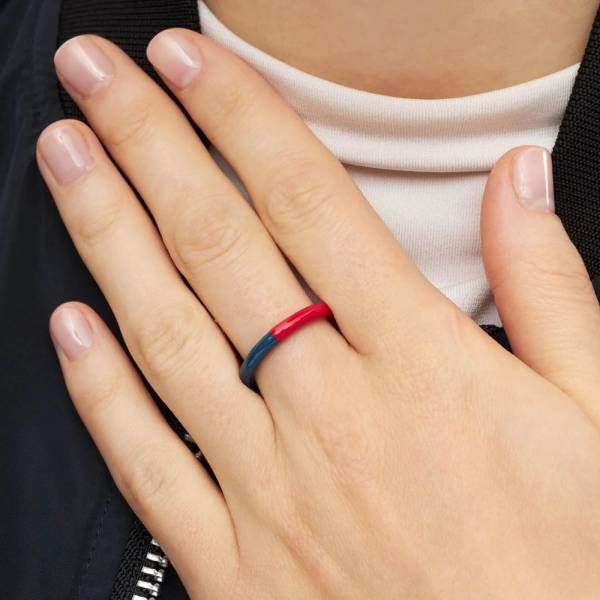 Lulu Copenhagen_Ring Double Color retro dark blue_hot coral 55_2