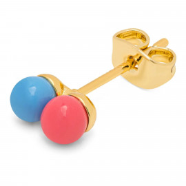 Ohrstecker Double Color Ball light blue/coral pink