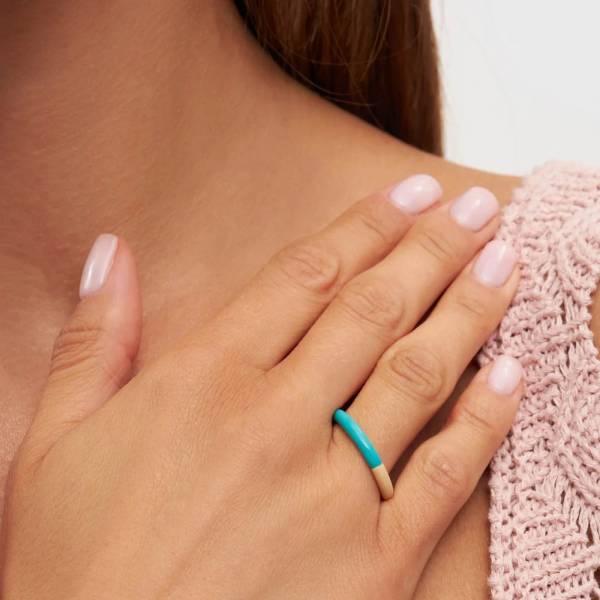 Lulu Copenhagen_Ring Double Color petrol_buttercream_2