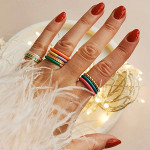 Lulu Copenhagen_Ring Double Color petrol_buttercream_4