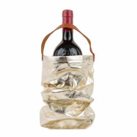 Wine Bag mit Henkel metallic platino