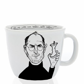 Tasse "the apple seller", Steve says : "all my jobs are better with coffee“